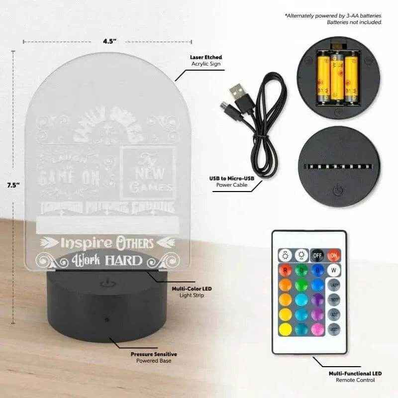 Gamer Family Rules Acrylic led Lamp 16 Colors