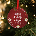 Jolly Holiday Christmas Ornament 2025 - round holiday keepsake with ribbon | Our Phoenix Rise