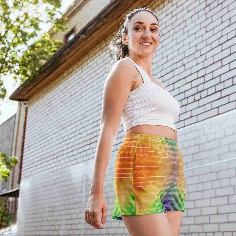 Electric Grid Womens Athletic Shorts Green XS-3XL