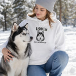 Funny Husky Dog Hoodie - Side Profile of White Heavyweight Hoodie | Our Phoenix Rise