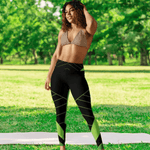 Neon Green Gamer Yoga Leggings - Athletic stance view | Our Phoenix Rise