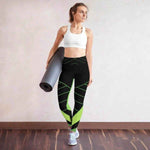 Neon Green Gamer Yoga Leggings - Geometric design closeup | Our Phoenix Rise