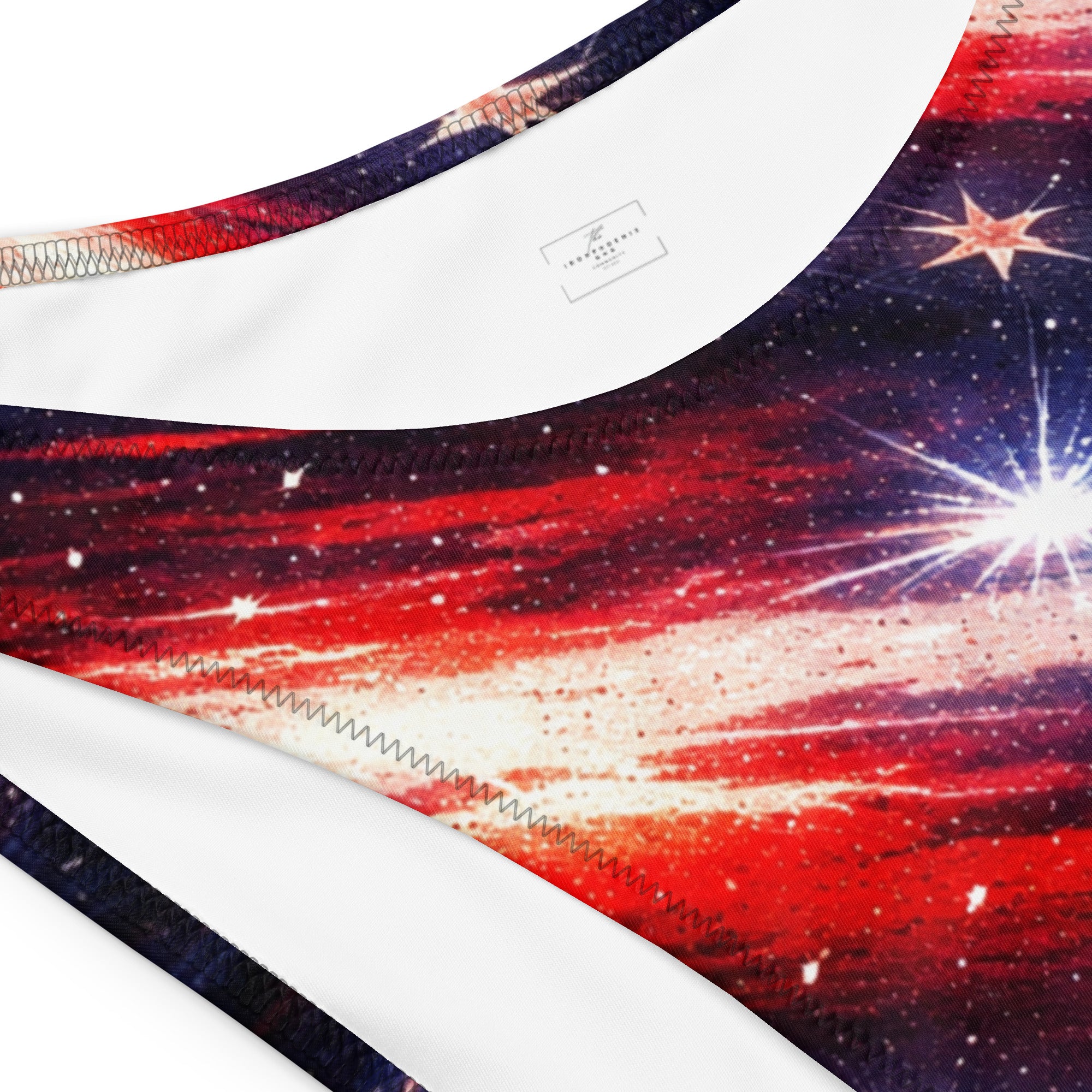 Americana Print Bandeau Bikini - stitching and fabric texture detail | Our Phoenix Rise