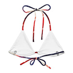 Patriotic Star Recycled String Bikini Top - Back view on model showing tie straps | Our Phoenix Rise