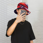 Patriotic Reversible Bucket Hat - Red white blue design, front inside | Our Phoenix Rise