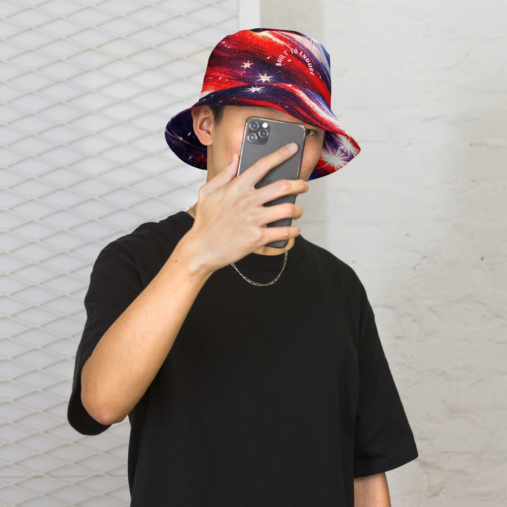 Patriotic Reversible Bucket Hat Red White Blue XS-L/XL XS-XL