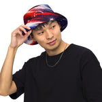 Patriotic Reversible Bucket Hat - Red white blue design, right outside | Our Phoenix Rise