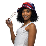 Patriotic Reversible Bucket Hat - Woman with sunglasses, side view | Our Phoenix Rise