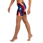 Red White Blue Starburst Athletic Shorts - Left Side Standing View | Our Phoenix Rise