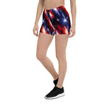 Red White Blue Starburst Athletic Shorts - Left Front Angled View on Model | Our Phoenix Rise