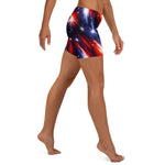 Red White Blue Starburst Athletic Shorts - Right Side Standing View | Our Phoenix Rise