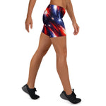 Red White Blue Starburst Athletic Shorts - Right Leg Detail View | Our Phoenix Rise