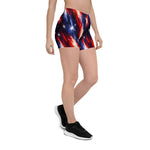 Red White Blue Starburst Athletic Shorts - Right Front Angled View on Model | Our Phoenix Rise