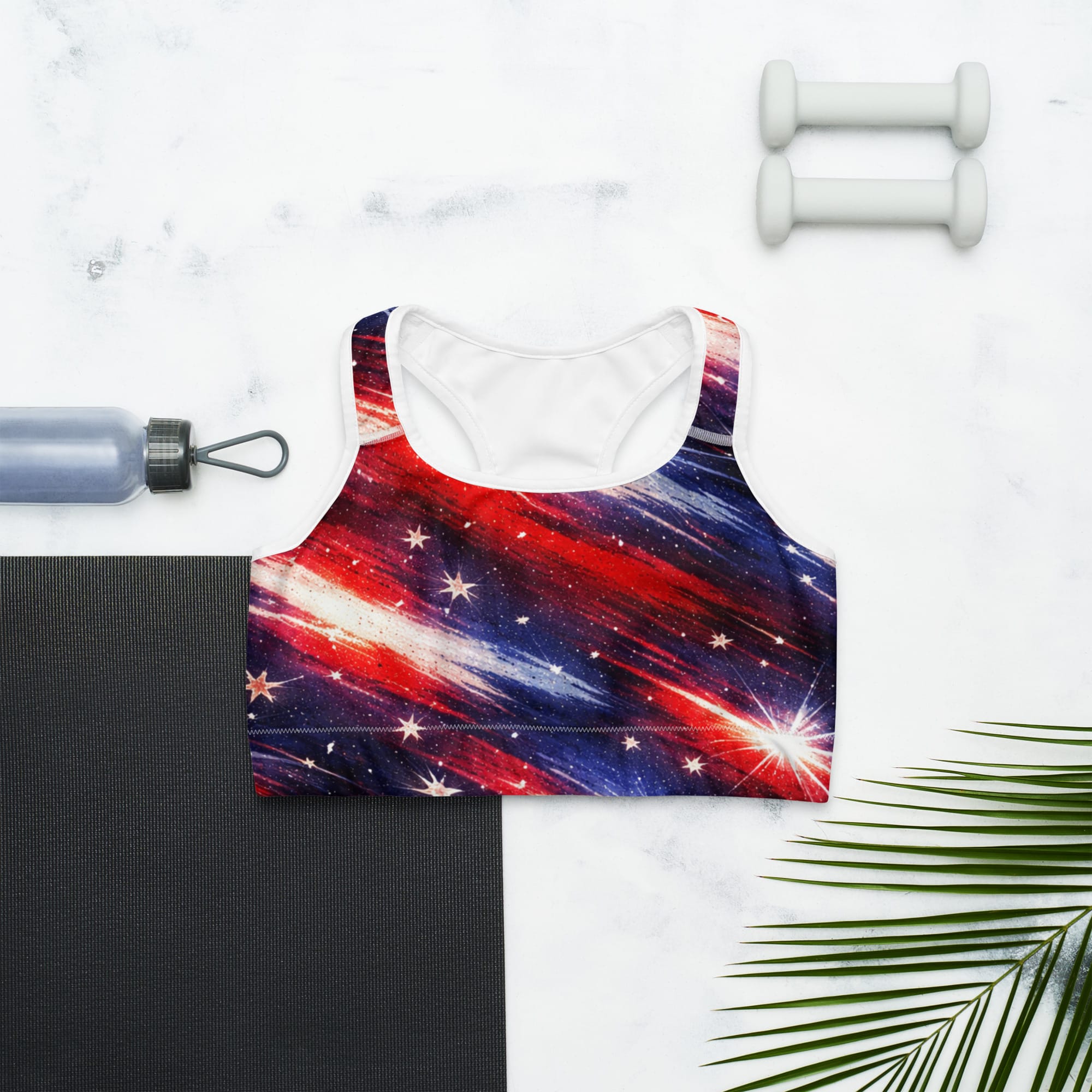 Americana Stars & Stripes Sports Bra Red White Blue XS-2XL