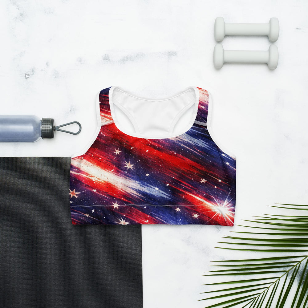 Americana Stars & Stripes Sports Bra Red White Blue XS-2XL