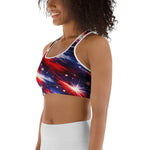 Americana Stars & Stripes Sports Bra - Left Side View Mockup | Our Phoenix Rise
