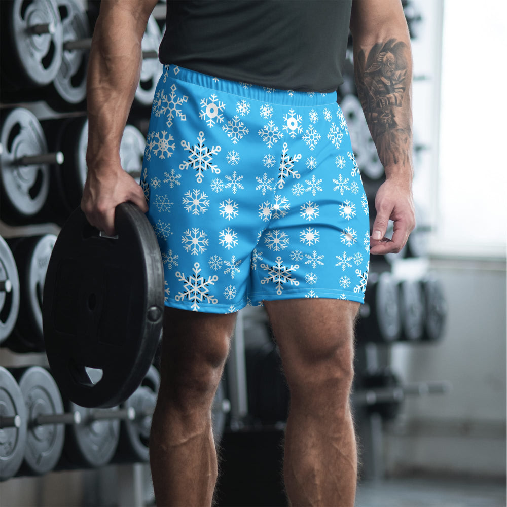 Winter Snowflake Unisex Athletic Shorts Blue 2XS-6XL