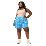 Winter Snowflake Unisex Athletic Shorts - Woman posing front, studio shot | Our Phoenix Rise