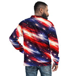 Patriotic Star Bomber Jacket - Back view of all-over print patriotic jacket | Our Phoenix Rise