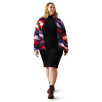 Patriotic Star Bomber Jacket - Front view of vibrant unisex bomber jacket design | Our Phoenix Rise