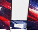 Patriotic Star Bomber Jacket - Close-up of silver YKK zipper and brushed fleece fabric | Our Phoenix Rise