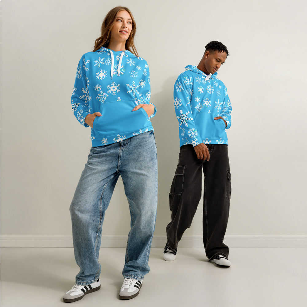 Blue snowflakes cotton hoodie