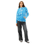 Blue Snowflake Hoodie - Front view female model | Our Phoenix Rise