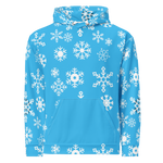 Blue Snowflake Winter Hoodie - Flat lay front view | Our Phoenix Rise