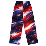 American Flag Galaxy Wide Leg Pants - Woman Back View | Our Phoenix Rise