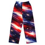 American Flag Galaxy Wide Leg Pants - Woman Casual Front View | Our Phoenix Rise