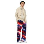 American Flag Galaxy Wide Leg Pants - Man Right Front Side View | Our Phoenix Rise