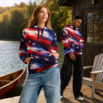Personalized Americana Galaxy Hoodie - Lifestyle Couple Pose | Our Phoenix Rise