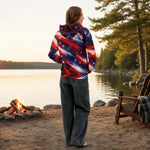 Personalized Americana Galaxy Hoodie - Female Model Pocket Detail | Our Phoenix Rise