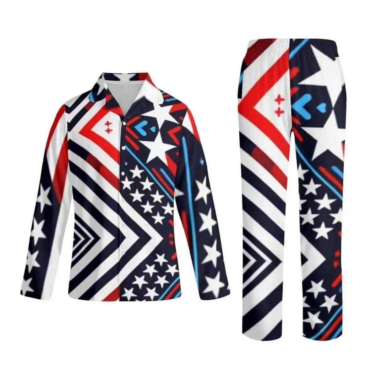 American Flag Pajama Set Red White Blue XS-4XL White XS-4XL
