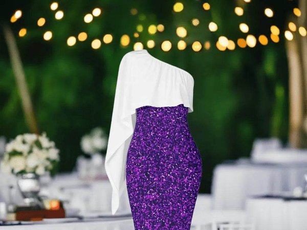 Elegant Sparkly Purple One-Shoulder Dress| Iron Phoenix GHG - Iron Phoenix GHG