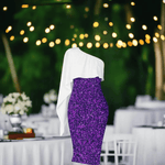 Elegant Sparkly Purple One-Shoulder Dress Detailed View 3 | Our Phoenix Rise