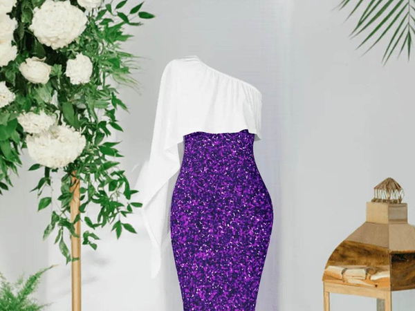 Elegant Sparkly Purple One-Shoulder Dress| Iron Phoenix GHG - Iron Phoenix GHG