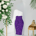 Elegant Sparkly Purple One-Shoulder Dress Detailed View 2 | Our Phoenix Rise