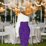 Elegant Sparkly Purple One-Shoulder Dress Detailed View 4 | Our Phoenix Rise