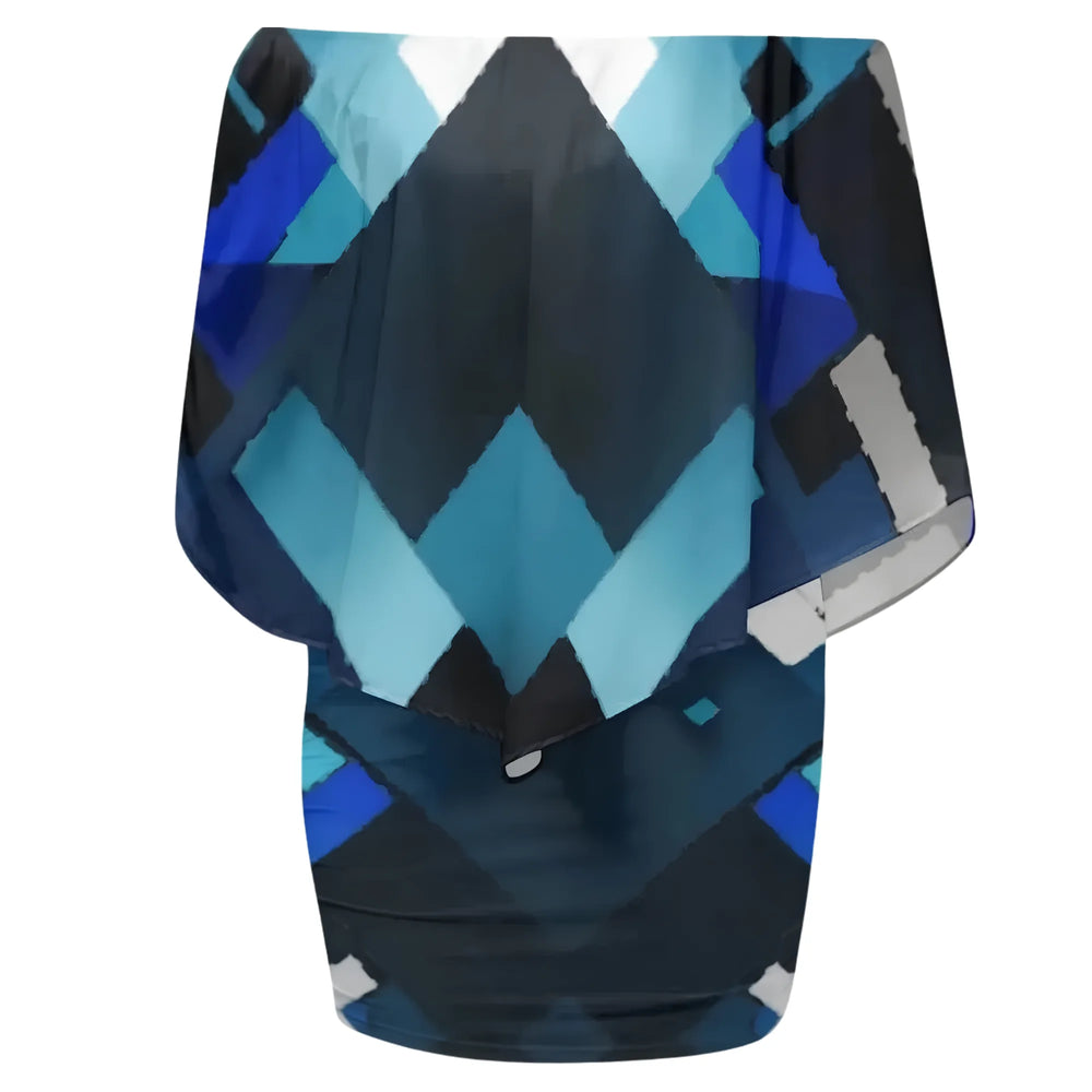 Geometric Print Mini Dress Blue S-6XL