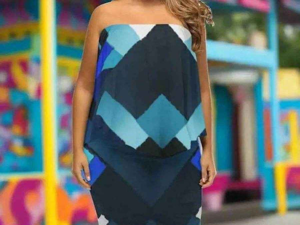 "Azure Mosaic" | Blue Wrap Dress | Iron Phoenix GHG