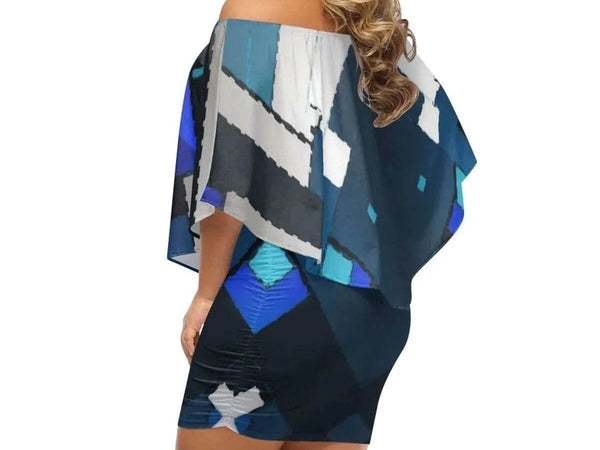 "Azure Mosaic" | Blue Wrap Dress | Iron Phoenix GHG - Iron Phoenix GHG