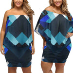 Plus Size Azure Mosaic Dress - Side view of geometric print on model | Our Phoenix Rise
