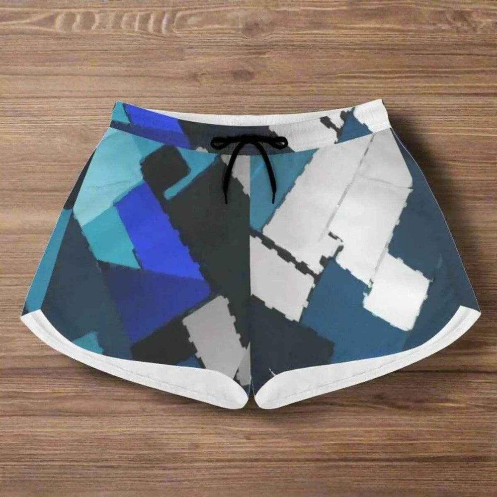 Blue Geometric Athletic Shorts Blue XS-4XL