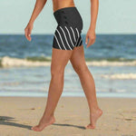 Custom Black Striped Athletic Shorts - Back View With Shoes | Our Phoenix Rise