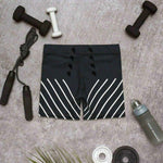 Custom Black Striped Athletic Shorts - Front Detail | Our Phoenix Rise