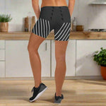 Custom Black Striped Athletic Shorts - Back View Walking | Our Phoenix Rise