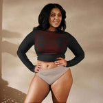 Women's Geometric Long Sleeve Swim Top - Hands on Hips | Our Phoenix Rise
