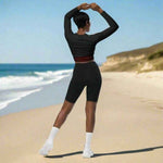 Women's Geometric Long Sleeve Swim Top - Standing Pose | Our Phoenix Rise