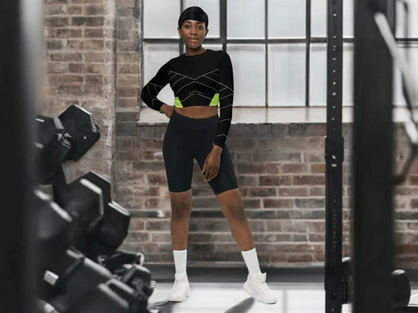 Green "Neon Grid" Long Sleeve Crop Top | Iron Phoenix - Iron Phoenix GHG